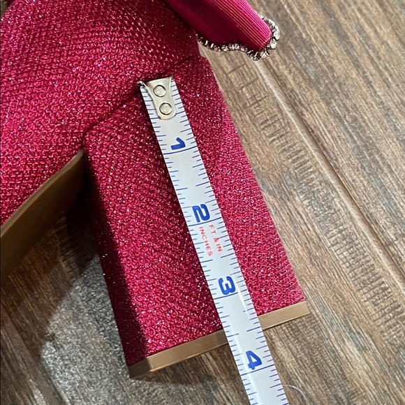 Betsey Johnson for Torrid Pink Glitter Bow Back Chunky Heels | Size 11 Wide - Picture 15 of 16